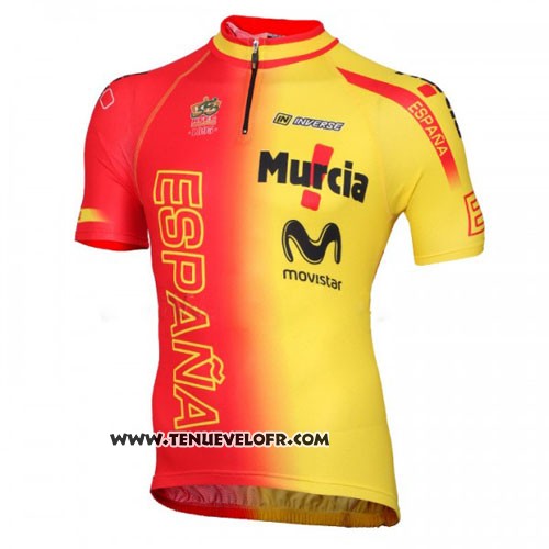 2016 Maillot Ciclismo Espagne Jaune et Rouge Manches Courtes et Cuissard